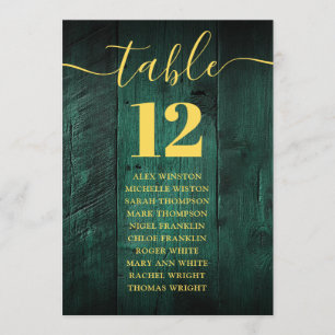 Emerald Green Barn Wood Table Number Seating Chart