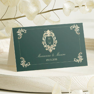 Emerald Green Baroque Wedding Place Card