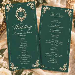 Emerald Green Baroque Wedding Program