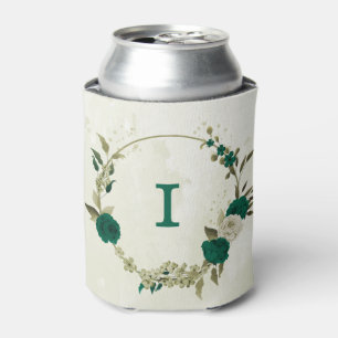 emerald green beige flowers wedding  can cooler