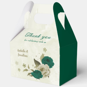 emerald green beige flowers wedding  favour box