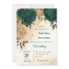 Emerald green beige gold botanical wedding
