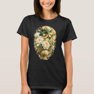 Emerald Green Betta Fish Watercolor, Floral Vase S T-Shirt
