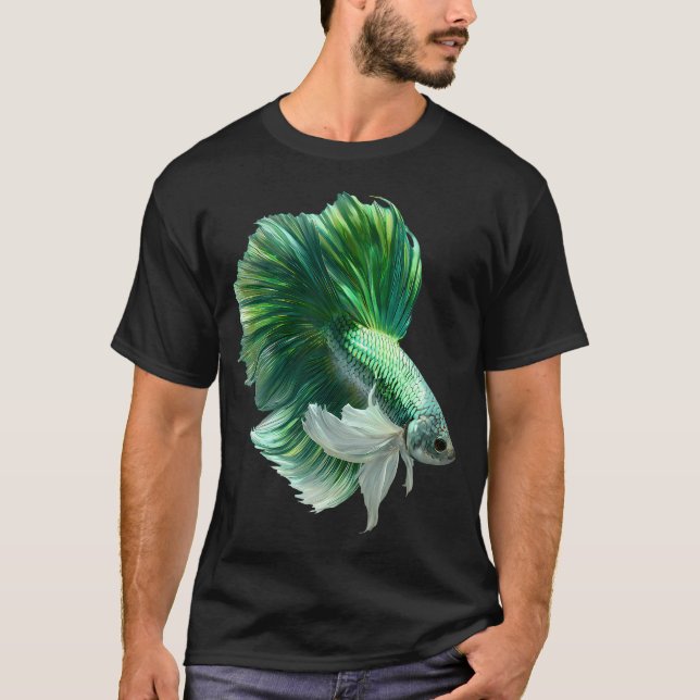 Emerald Green Betta Siamese Fighting Fish with Flo T-Shirt (Front)