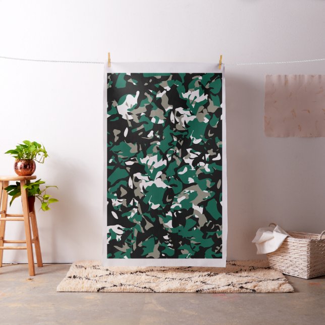 Emerald Green Black Camo Fabric (In Situ)