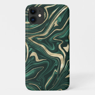 Emerald Green Black Gold Marble #1 #decor #art iPhone 11 Case