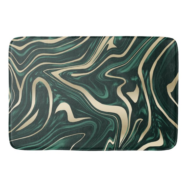 Emerald Green Black Gold Marble #3 (Faux Foil)   Bath Mat (Front)