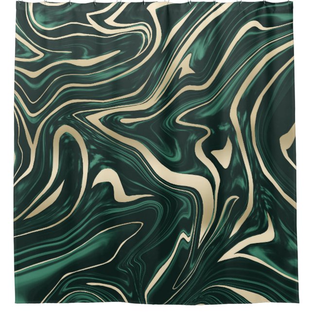 Emerald Green Black Gold Marble #3 (Faux Foil)   Shower Curtain (Front)