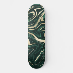 Emerald Green Black Gold Marble #3 (Faux Foil) Skateboard