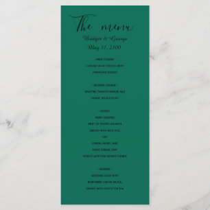 emerald green black menu greenery tropical card