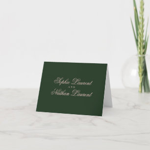 Emerald Green Black Tie Wedding Thank You Card