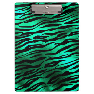 Emerald Green Black Tiger Stripes Wild Animals Clipboard