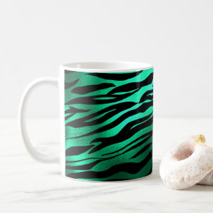 Emerald Green Black Tiger Stripes Wild Animals Coffee Mug