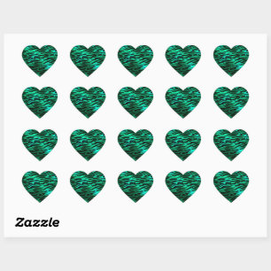 Emerald Green Black Tiger Stripes Wild Animals Heart Sticker
