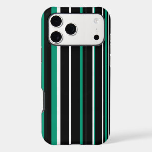 Emerald Green, Black, White Barcode Stripe