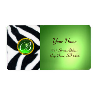 EMERALD GREEN BLACK WHITE ZEBRA FUR MONOGRAM