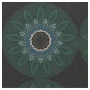 Emerald Green Blue Gold Modern Floral Fabric