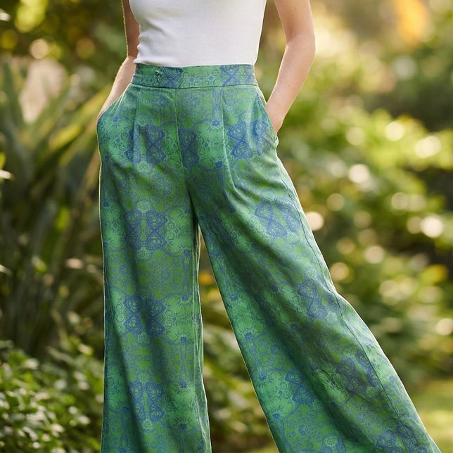 Emerald Green & Blue Stylish Bohemian Pattern Fabric (Creator Uploaded)