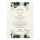 Emerald Green Blush Floral Twins Birthday Menu