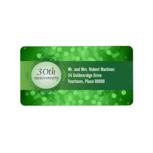 Emerald Green Bokeh 30th Anniversary Address Label