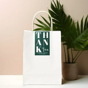Emerald Green Bold Simple Thank You Wedding Favour Rectangular Sticker