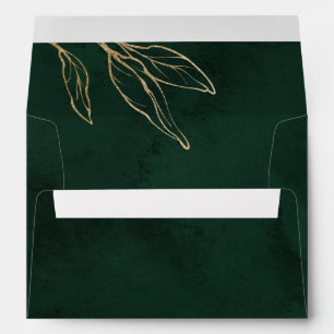 Emerald Green Botanical Elegant Royal Wedding Envelope