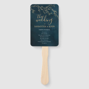 Emerald Green Botanical Elegant Wedding Programs Hand Fan
