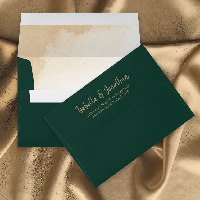 Emerald green botanical wedding envelope (Creator Uploaded)