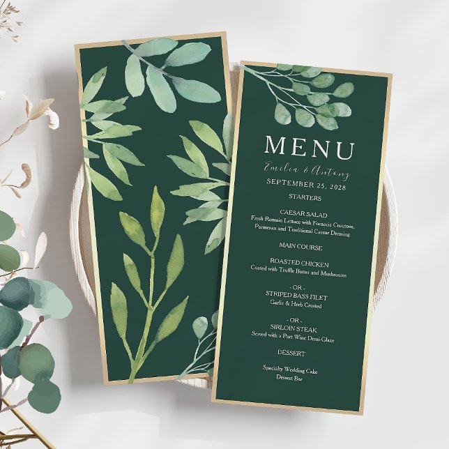 Emerald Green Botanical Wedding Menu (Creator Uploaded)