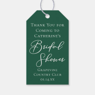 Emerald Green Bridal Shower Personalised Gift Tags