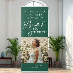 Emerald Green Bridal Shower Personalised Photo Retractable Banner