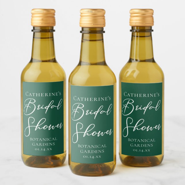Emerald Green Bridal Shower Personalised Wine Label (Bottles)