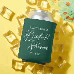 Emerald Green Bridal Shower Personalized Can Cooler