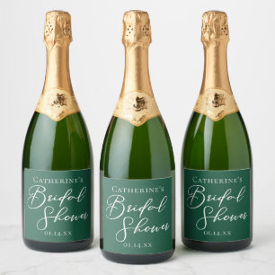 Emerald Green Bridal Shower Personalized Sparkling Wine Label