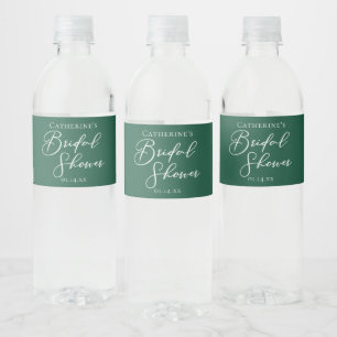 Emerald Green Bridal Shower Personalized Water Bottle Label