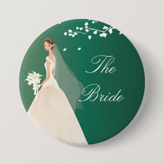 Emerald Green Bride Bridal Party  Button (Front)