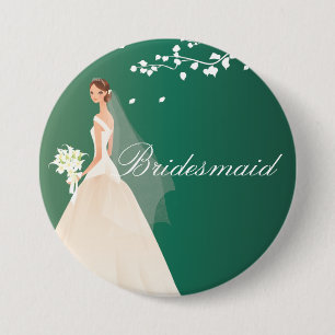 Emerald Green Bride Bridesmaid Bride Party Button