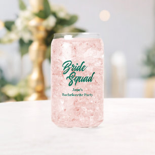 Emerald Green Bride Squad Bachelorette Party Can Glass