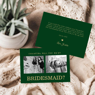 Emerald Green Bridesmaid Proposal Photo Card