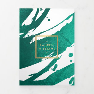 Emerald Green Brushstrokes Brochure