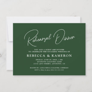 Emerald Green Budget Script Rehearsal Dinner Invitation