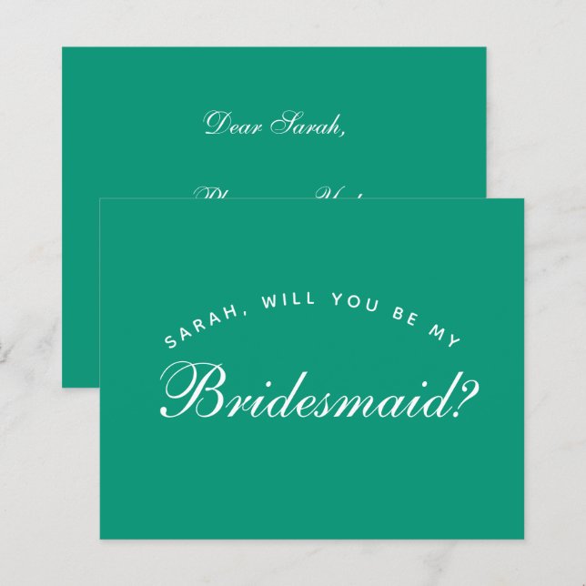 Emerald Green Budget Simple Bridesmaid Proposal (Front/Back)