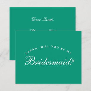 Emerald Green Budget Simple Bridesmaid Proposal