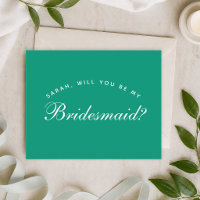 Emerald Green Budget Simple Bridesmaid Proposal