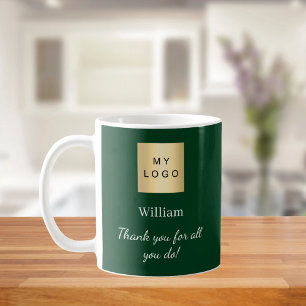 Emerald green business logo employee thank you coffee mug