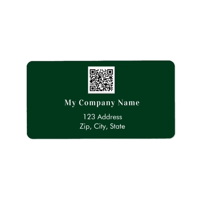 Emerald green business qr code return address label (Front)