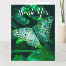 Emerald Green Butterfly - Large Thank You Card