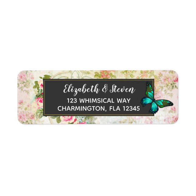 Emerald Green Butterfly on Chic Vintage Collage (Front)