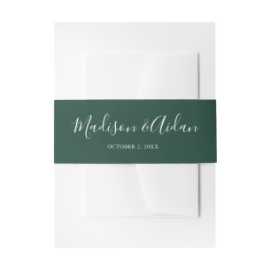 Emerald Green Calligraphy Wedding Invitation Belly Band