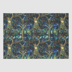 Emerald Green Celestial Tree Stained Glass Pattern Tissue Paper